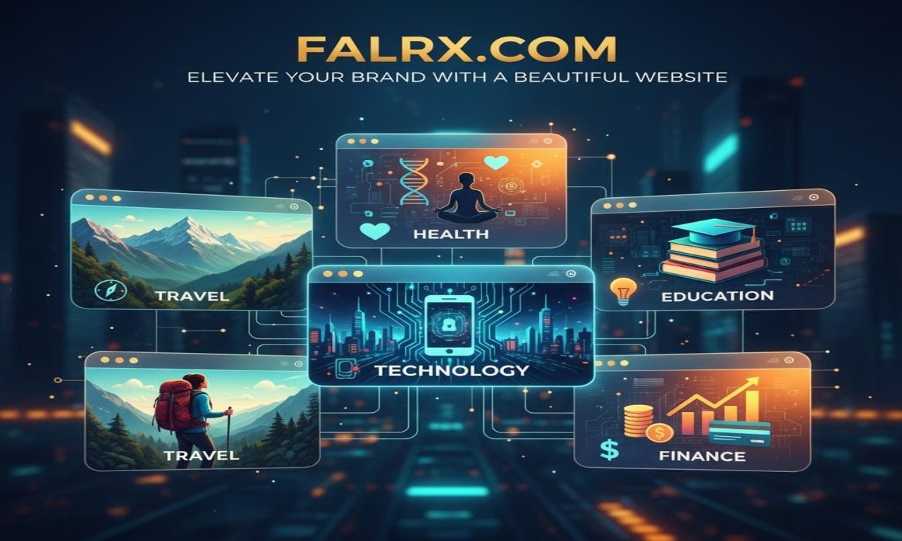 falrx com website layout showing travel, health, tech content