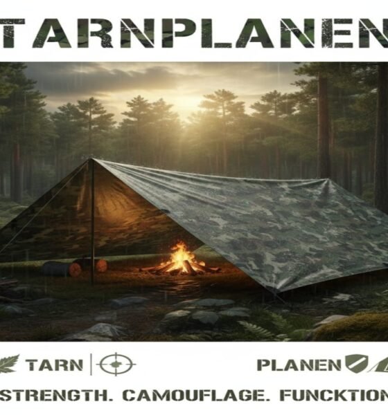 Tarnplanen camouflage tarpaulin in forest setting
