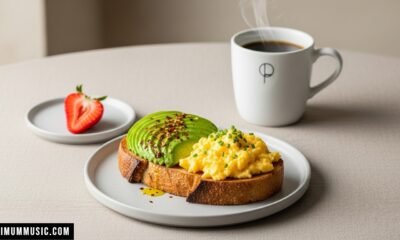toastul breakfast with toppings and coffee