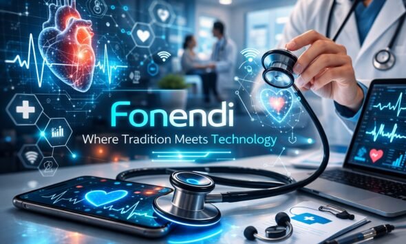 Fonendi digital stethoscope capturing heart and lung sounds in modern healthcare setting